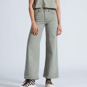 AskkNY Wide Leg High-Rise Jeans in Pistachio Green